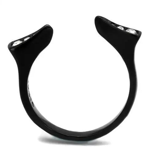 TK2287 - IP Black(Ion Plating) Stainless Steel Ring with Top Grade Crystal in Clear - Alamode - Flyclothing LLC