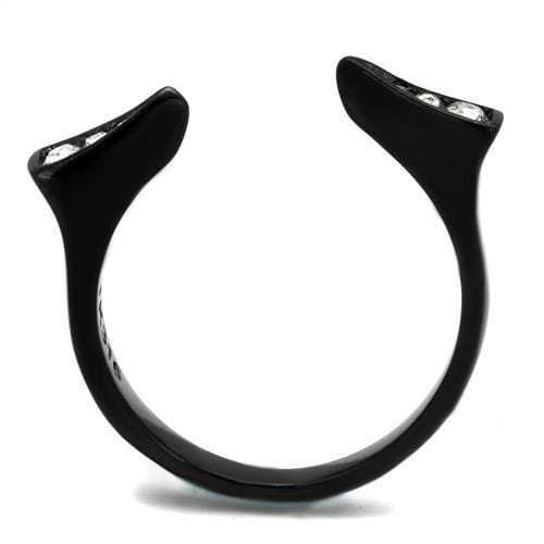 TK2287 - IP Black(Ion Plating) Stainless Steel Ring with Top Grade Crystal in Clear - Alamode - Flyclothing LLC