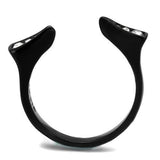 TK2287 - IP Black(Ion Plating) Stainless Steel Ring with Top Grade Crystal  in Clear - Alamode
