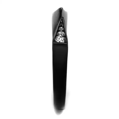 TK2287 - IP Black(Ion Plating) Stainless Steel Ring with Top Grade Crystal in Clear - Alamode - Flyclothing LLC