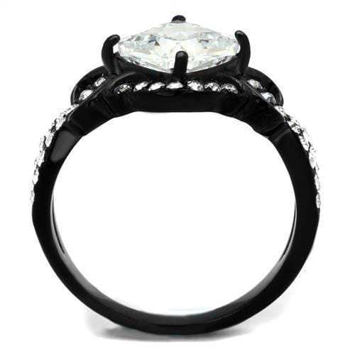 TK2288 - IP Black(Ion Plating) Stainless Steel Ring with AAA Grade CZ in Clear - Alamode - Flyclothing LLC