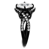 TK2288 - IP Black(Ion Plating) Stainless Steel Ring with AAA Grade CZ in Clear - Alamode - Flyclothing LLC