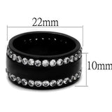 TK2290 - IP Black(Ion Plating) Stainless Steel Ring with AAA Grade CZ  in Clear - Alamode