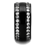 TK2290 - IP Black(Ion Plating) Stainless Steel Ring with AAA Grade CZ in Clear - Alamode - Flyclothing LLC