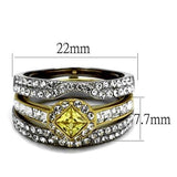 TK2291 - Two-Tone IP Gold (Ion Plating) Stainless Steel Ring with AAA Grade CZ  in Topaz - Alamode