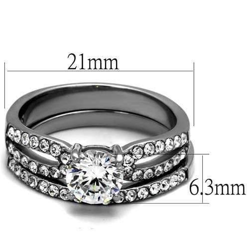 TK2292 - High polished (no plating) Stainless Steel Ring with AAA Grade CZ in Clear - Alamode - Flyclothing LLC