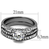 TK2292 - High polished (no plating) Stainless Steel Ring with AAA Grade CZ  in Clear - Alamode