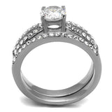 TK2292 - High polished (no plating) Stainless Steel Ring with AAA Grade CZ  in Clear - Alamode