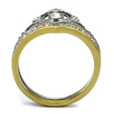 TK2294 - Two-Tone IP Gold (Ion Plating) Stainless Steel Ring with Top Grade Crystal in Clear - Alamode - Flyclothing LLC