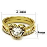 TK2295 - IP Gold(Ion Plating) Stainless Steel Ring with AAA Grade CZ  in Clear - Alamode