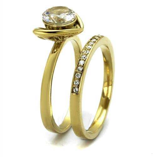 TK2295 - IP Gold(Ion Plating) Stainless Steel Ring with AAA Grade CZ in Clear - Alamode - Flyclothing LLC
