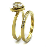 TK2295 - IP Gold(Ion Plating) Stainless Steel Ring with AAA Grade CZ  in Clear - Alamode