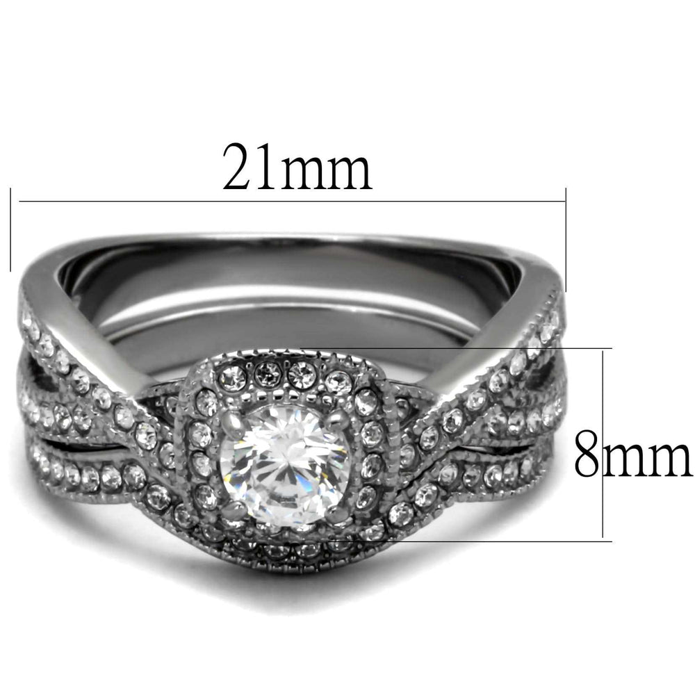 TK2296 - High polished (no plating) Stainless Steel Ring with AAA Grade CZ in Clear - Alamode - Flyclothing LLC