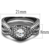 TK2296 - High polished (no plating) Stainless Steel Ring with AAA Grade CZ  in Clear - Alamode