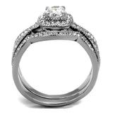 TK2296 - High polished (no plating) Stainless Steel Ring with AAA Grade CZ in Clear - Alamode - Flyclothing LLC
