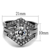 TK2297 - High polished (no plating) Stainless Steel Ring with AAA Grade CZ  in Clear - Alamode