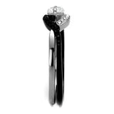 TK2301 - Two-Tone IP Black (Ion Plating) Stainless Steel Ring with AAA Grade CZ in Clear - Alamode - Flyclothing LLC