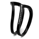 TK2302 - IP Black(Ion Plating) Stainless Steel Ring with Top Grade Crystal in Clear - Alamode - Flyclothing LLC
