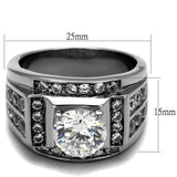 TK2305 - High polished (no plating) Stainless Steel Ring with AAA Grade CZ  in Clear - Alamode