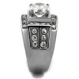 TK2305 - High polished (no plating) Stainless Steel Ring with AAA Grade CZ  in Clear