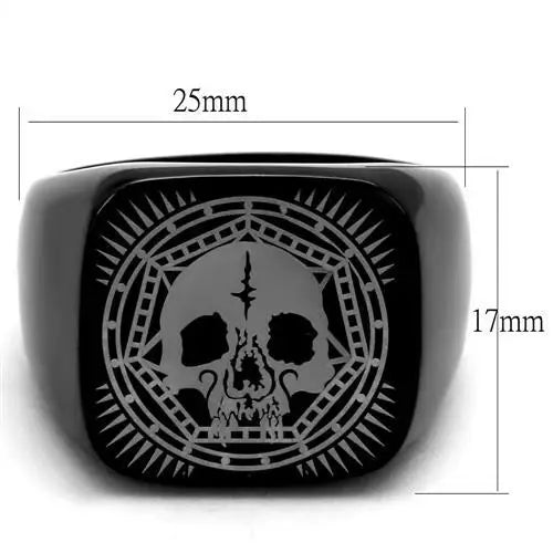 TK2306 - IP Black(Ion Plating) Stainless Steel Ring with No Stone - Alamode - Flyclothing LLC