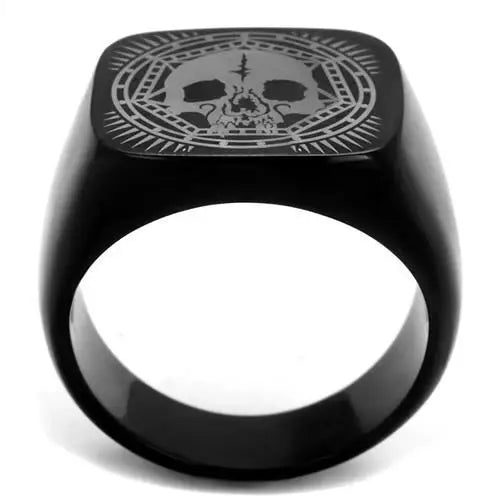 TK2306 - IP Black(Ion Plating) Stainless Steel Ring with No Stone - Alamode - Flyclothing LLC