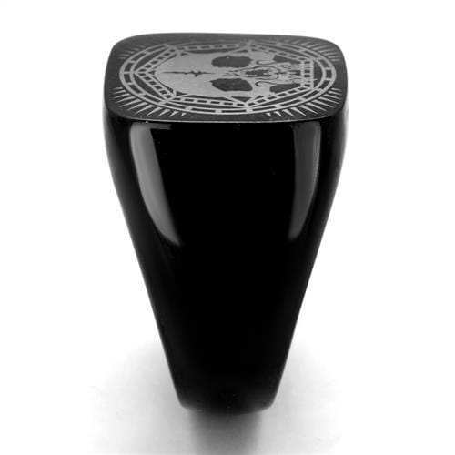 TK2306 - IP Black(Ion Plating) Stainless Steel Ring with No Stone - Alamode - Flyclothing LLC