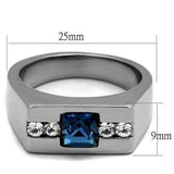 TK2307 - High polished (no plating) Stainless Steel Ring with Top Grade Crystal in Aquamarine - Alamode - Flyclothing LLC