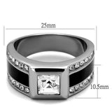 TK2308 - High polished (no plating) Stainless Steel Ring with Top Grade Crystal  in Clear - Alamode