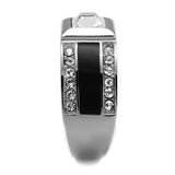TK2308 - High polished (no plating) Stainless Steel Ring with Top Grade Crystal  in Clear - Alamode