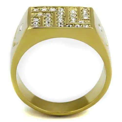 TK2311 - IP Gold(Ion Plating) Stainless Steel Ring with Top Grade Crystal in Clear - Alamode - Flyclothing LLC
