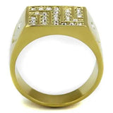 TK2311 - IP Gold(Ion Plating) Stainless Steel Ring with Top Grade Crystal  in Clear - Alamode
