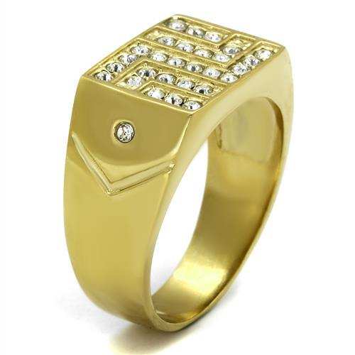 TK2311 - IP Gold(Ion Plating) Stainless Steel Ring with Top Grade Crystal in Clear - Alamode - Flyclothing LLC