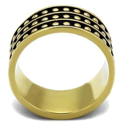TK2312 - IP Gold(Ion Plating) Stainless Steel Ring with Epoxy in Jet - Alamode - Flyclothing LLC