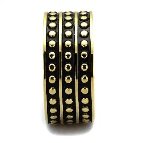 TK2312 - IP Gold(Ion Plating) Stainless Steel Ring with Epoxy in Jet - Alamode - Flyclothing LLC
