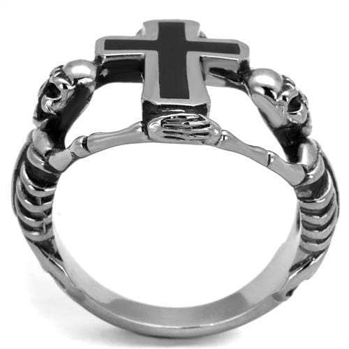 TK2313 - High polished (no plating) Stainless Steel Ring with Epoxy in Jet - Alamode - Flyclothing LLC