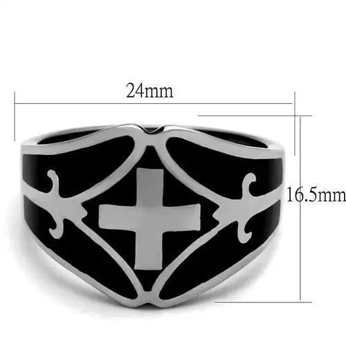 TK2314 - High polished (no plating) Stainless Steel Ring with Epoxy in Jet - Alamode - Flyclothing LLC