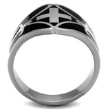 TK2314 - High polished (no plating) Stainless Steel Ring with Epoxy  in Jet - Alamode