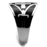 TK2314 - High polished (no plating) Stainless Steel Ring with Epoxy  in Jet - Alamode