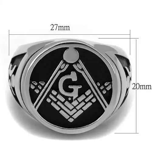 TK2315 - High polished (no plating) Stainless Steel Ring with Epoxy in Jet - Alamode - Flyclothing LLC
