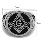 TK2315 - High polished (no plating) Stainless Steel Ring with Epoxy  in Jet - Alamode