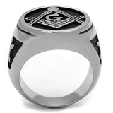 TK2315 - High polished (no plating) Stainless Steel Ring with Epoxy  in Jet - Alamode