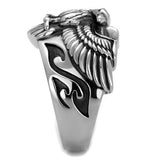 TK2319 - High polished (no plating) Stainless Steel Ring with Epoxy  in Jet - Alamode