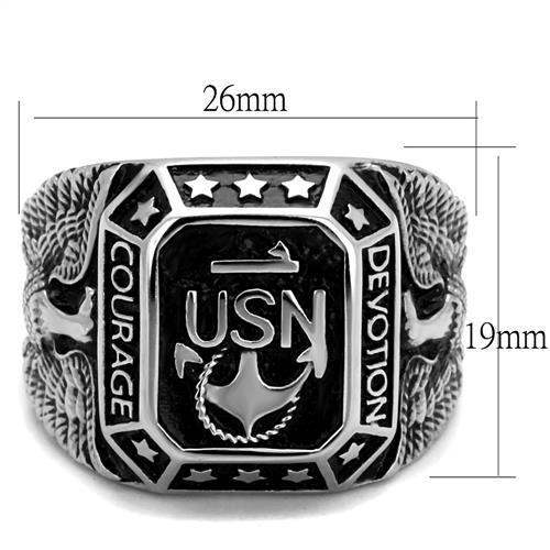 TK2325 - High polished (no plating) Stainless Steel Ring with Epoxy in Jet - Alamode - Flyclothing LLC
