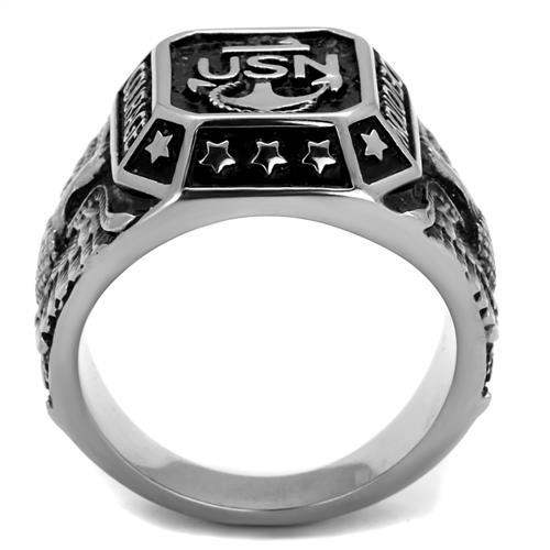 TK2325 - High polished (no plating) Stainless Steel Ring with Epoxy in Jet - Alamode - Flyclothing LLC