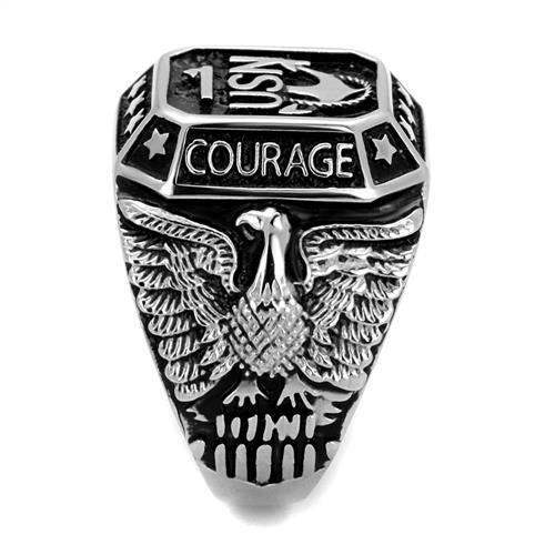 TK2325 - High polished (no plating) Stainless Steel Ring with Epoxy in Jet - Alamode - Flyclothing LLC