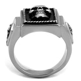 TK2326 - High polished (no plating) Stainless Steel Ring with Epoxy  in Jet - Alamode