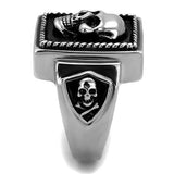 TK2326 - High polished (no plating) Stainless Steel Ring with Epoxy  in Jet - Alamode