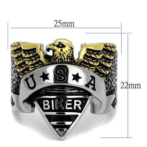 TK2327 - Two-Tone IP Gold (Ion Plating) Stainless Steel Ring with Epoxy in Jet - Alamode - Flyclothing LLC