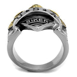 TK2327 - Two-Tone IP Gold (Ion Plating) Stainless Steel Ring with Epoxy  in Jet - Alamode